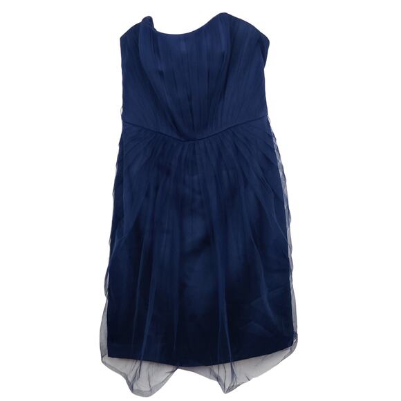 White by Vera Wang Navy Blue Strapless Tulle Mini Dress Bridesmaid Prom Gown 10 - Picture 3 of 12